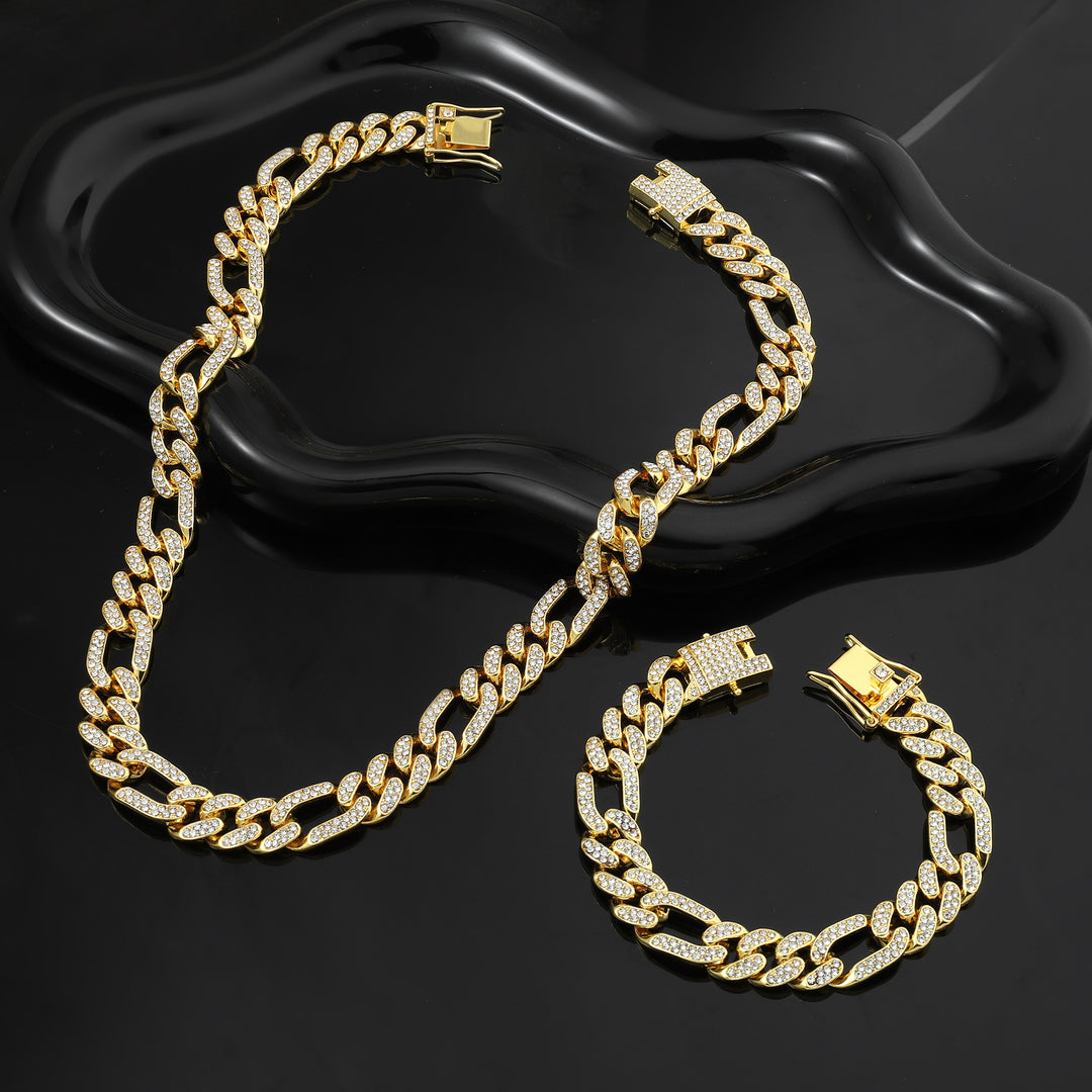 Anarchy Golden Punk Necklace and Bracelet Set