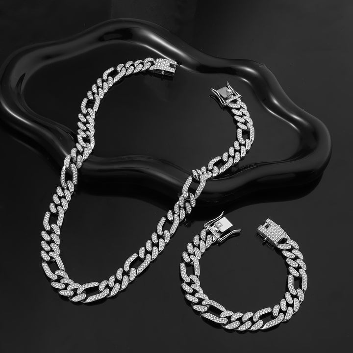 Anarchy Silver Punk Necklace and Bracelet Set