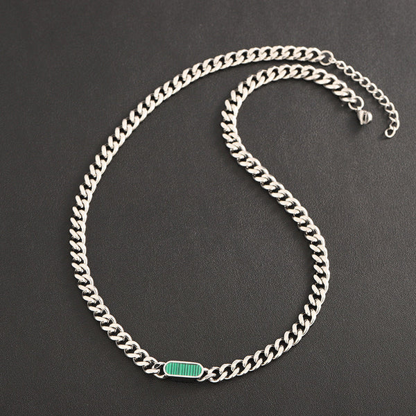 Titan ID Cuban Chain Necklace - Green