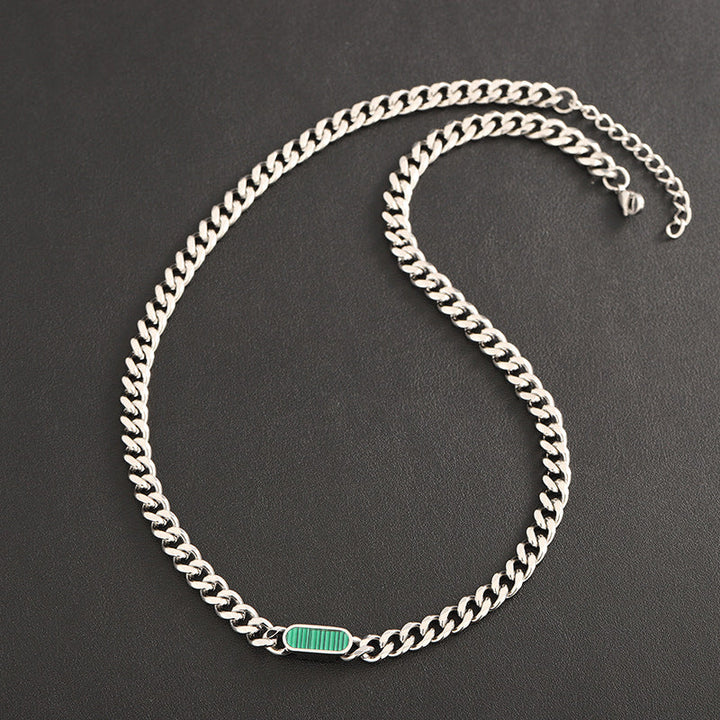 Titan ID Cuban Chain Necklace - Green | Salty