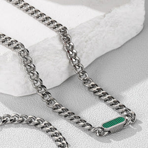 Titan ID Cuban Chain Necklace - Green | Salty