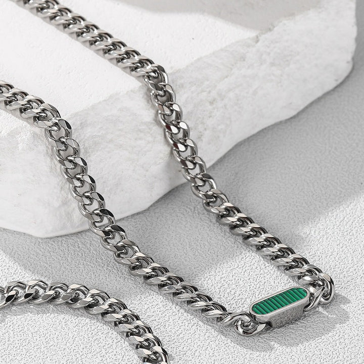 Titan ID Cuban Chain Necklace - Green | Salty