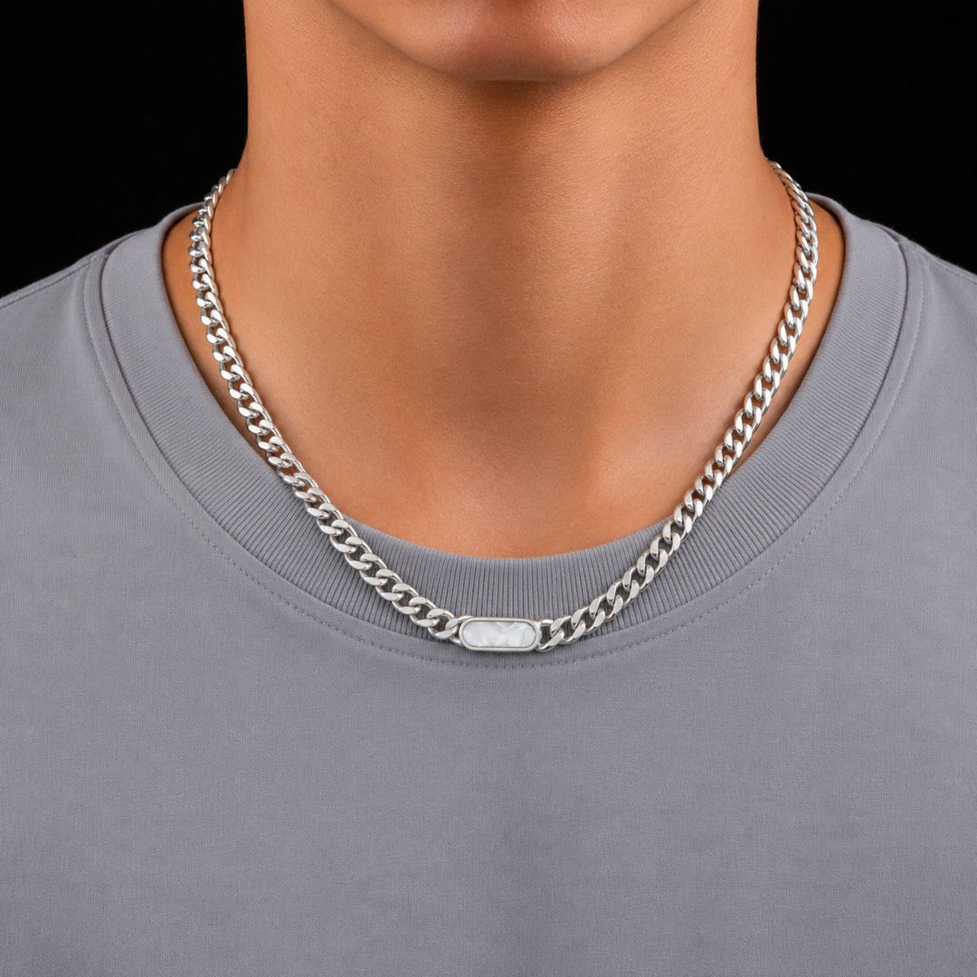Titan ID Cuban Chain Necklace - White