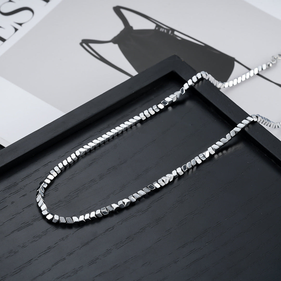Titan Edge Bead Necklace - Silver | Salty