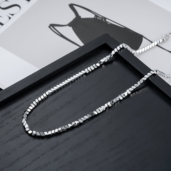 Titan Edge Bead Necklace - Silver