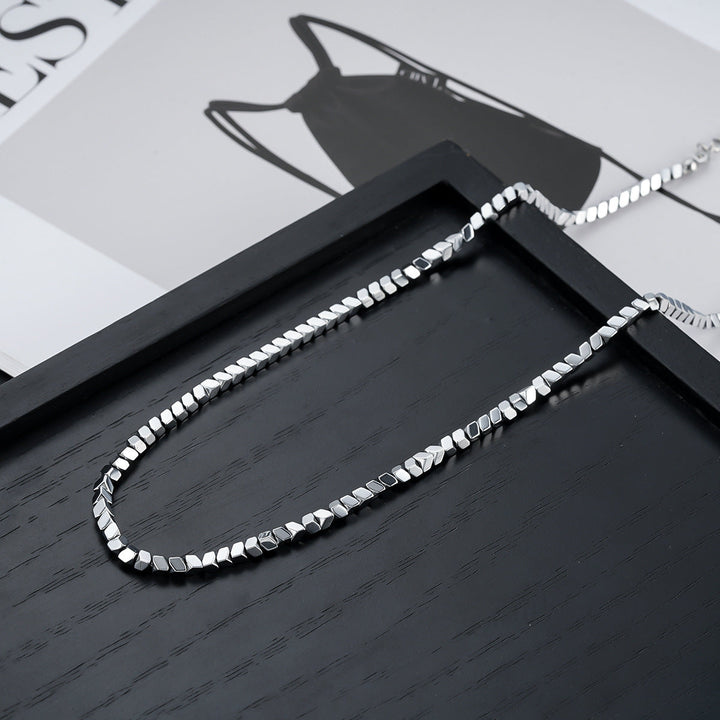Titan Edge Bead Necklace - Silver | Salty