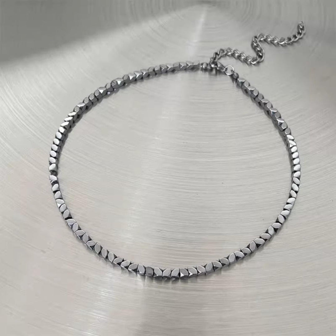 Titan Edge Bead Necklace - Silver | Salty