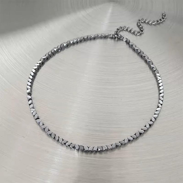 Titan Edge Bead Necklace - Silver | Salty