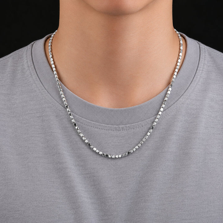 Titan Edge Bead Necklace - Silver | Salty