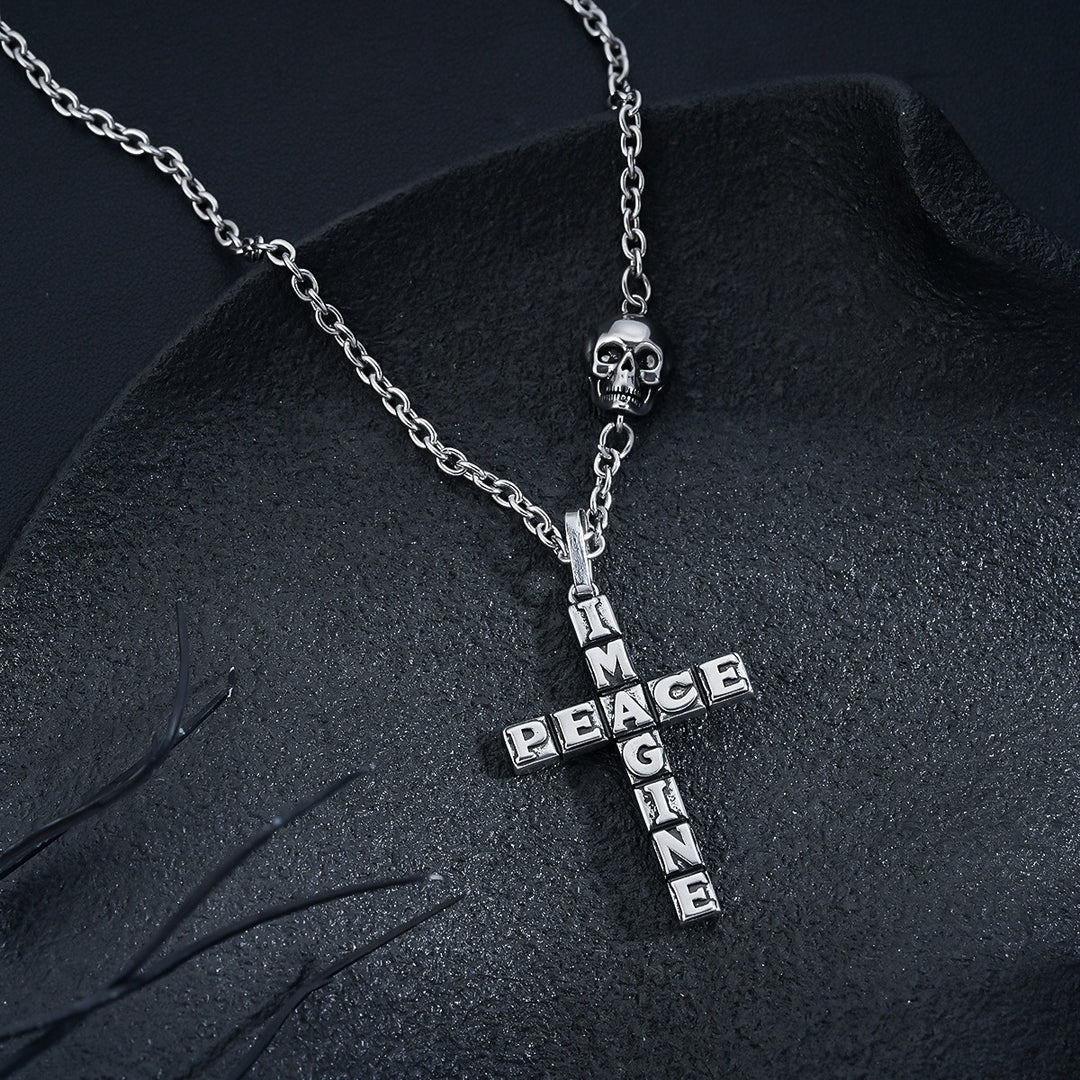 Imagine Peace Cross Pendant Necklace