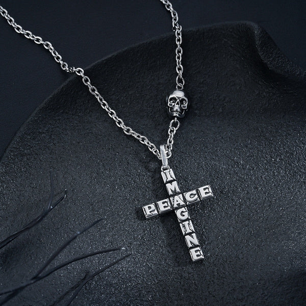 Imagine Peace Cross Pendant Necklace