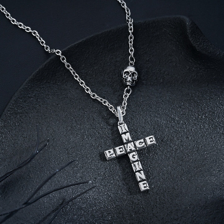 Imagine Peace Cross Pendant Necklace