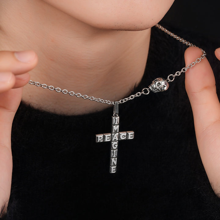 Imagine Peace Cross Pendant Necklace