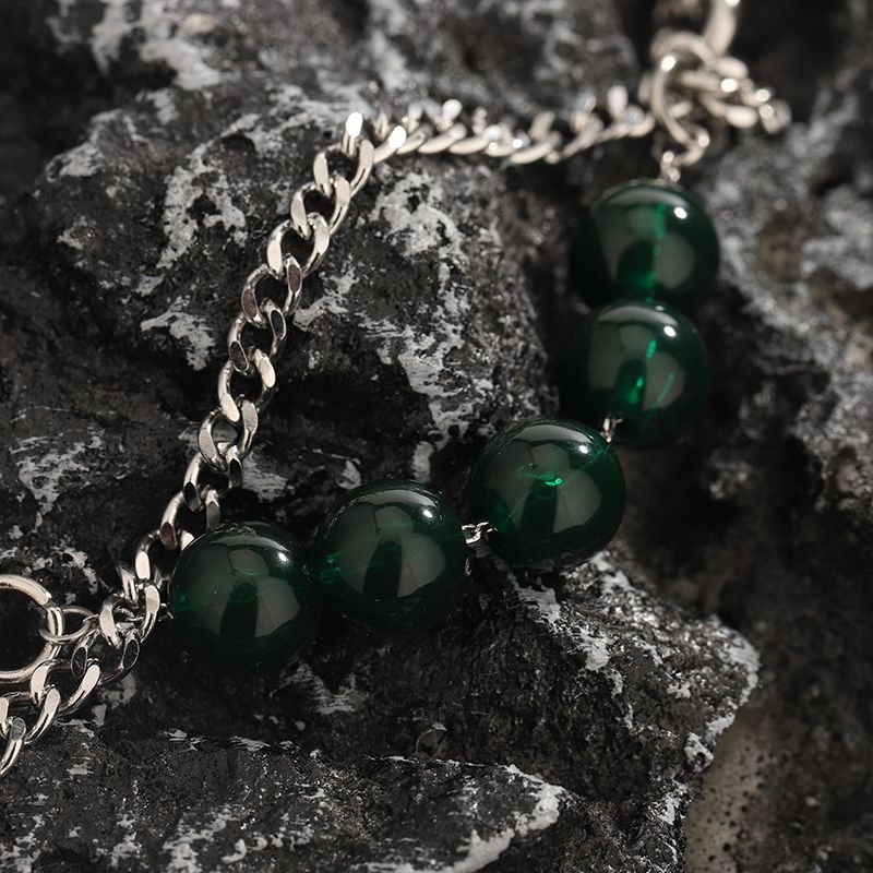 Verde Geometric Pendant Necklace with Layered Chain | Salty