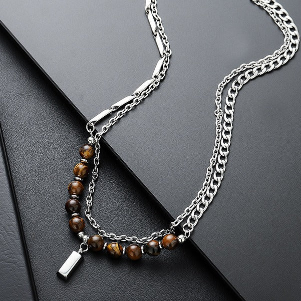 Tiger Eyes Crest Layers Necklace