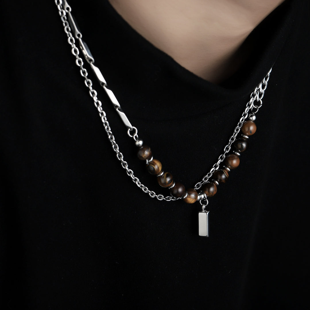 Tiger Eyes Crest Layers Necklace