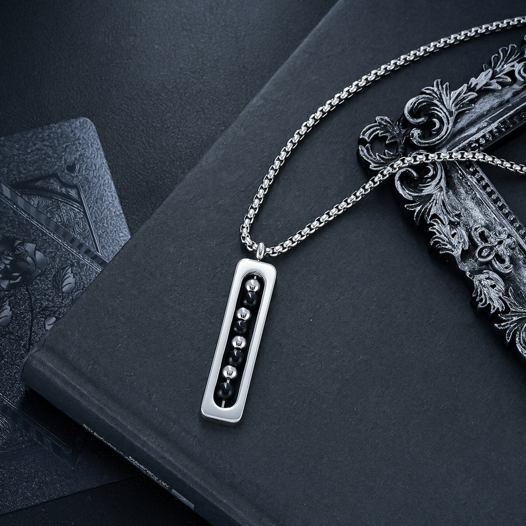 Obsidian Pulse Pendant Necklace - Black