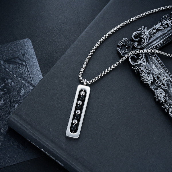 Obsidian Pulse Pendant Necklace - Black