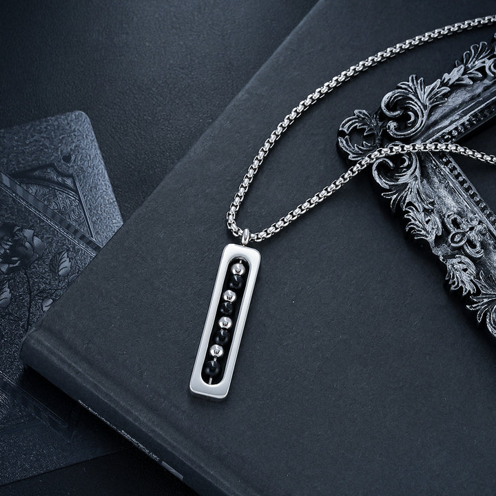Obsidian Pulse Pendant Necklace - Black