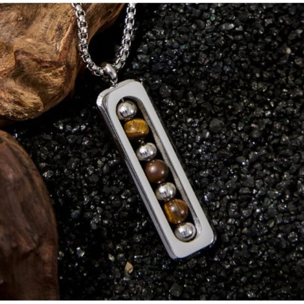 Obsidian Pulse Pendant Necklace - Brown
