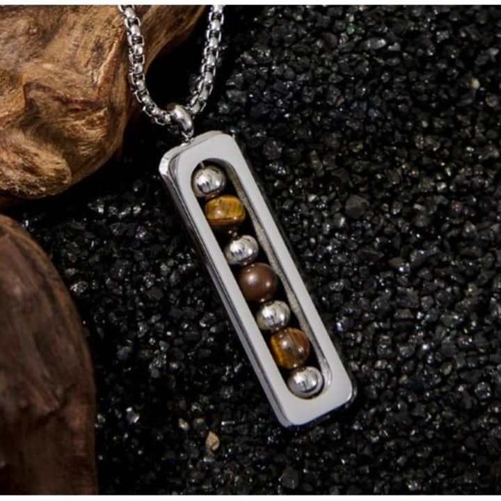 Obsidian Pulse Pendant Necklace - Brown | Salty