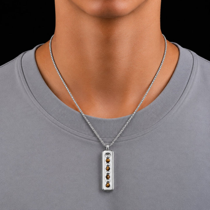 Obsidian Pulse Pendant Necklace - Brown | Salty