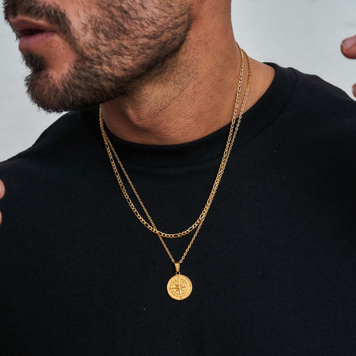 Voyager Compass Pendant Necklace - Gold | Salty