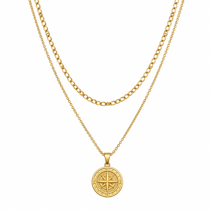 Voyager Compass Pendant Necklace - Gold | Salty