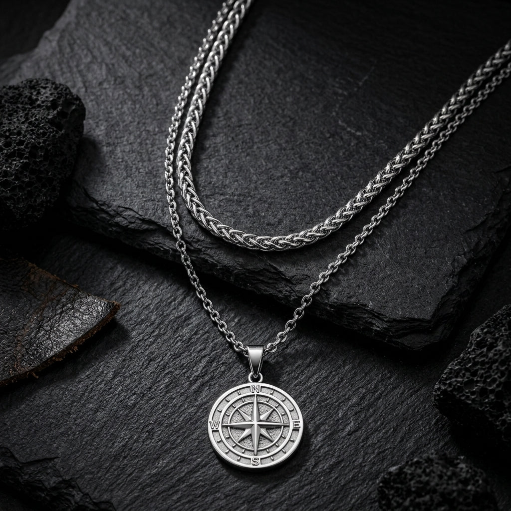 Voyager Compass Pendant Necklace