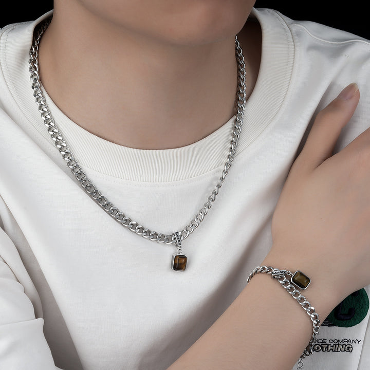 Maverick Tiger Eye Cuban Necklace