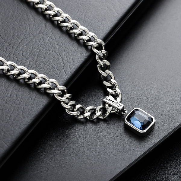 Caspian Blue Stone Cuban Necklace