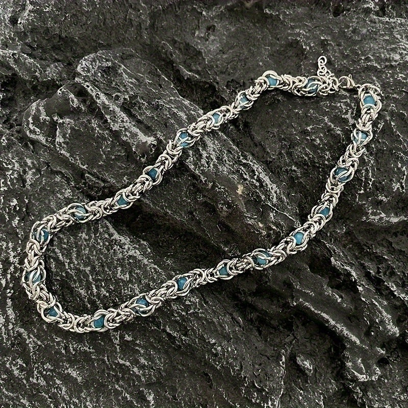 Lantern Weave Necklace- Blue