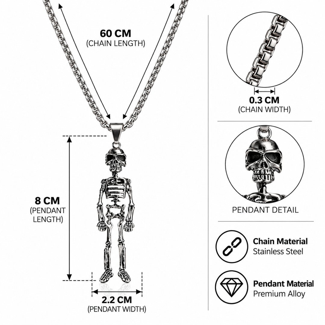 Cryptwalker Skull &amp; Bones Necklace