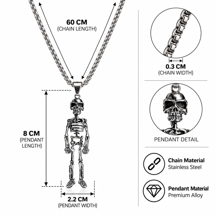 Cryptwalker Skull &amp; Bones Necklace