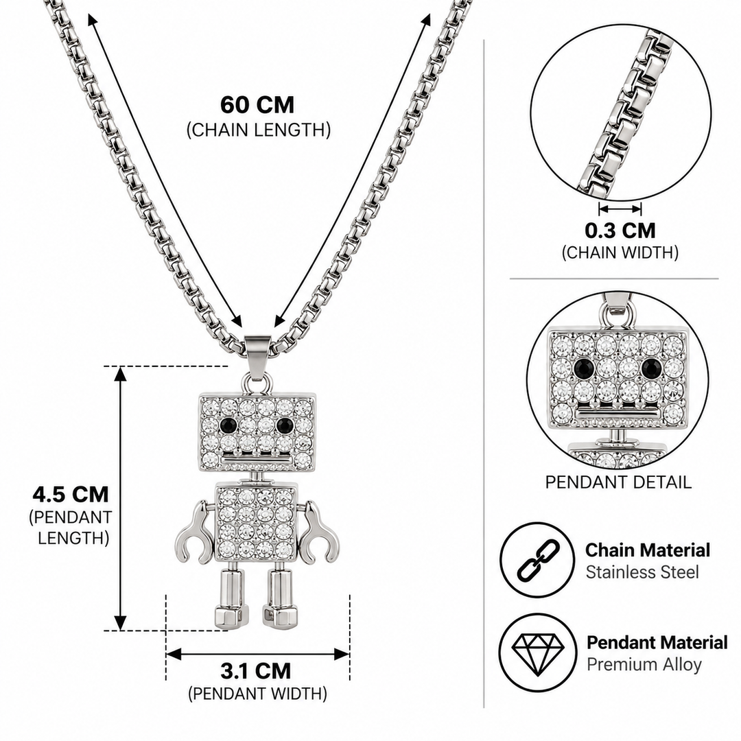 Crystal Circuit Robot Necklace