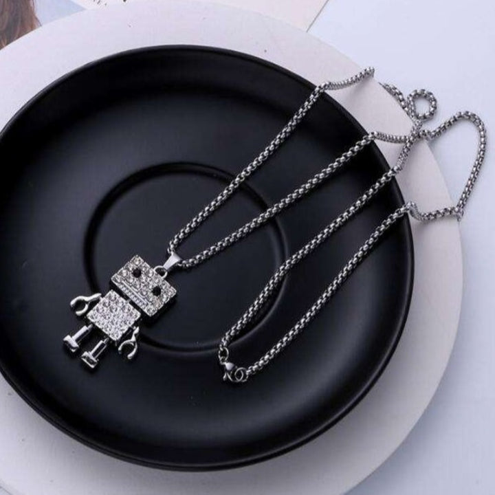Crystal Circuit Robot Necklace