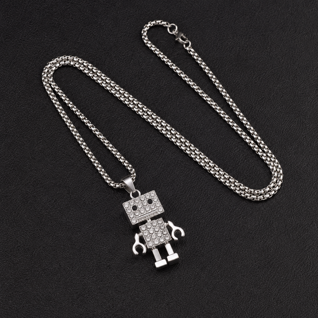 Crystal Circuit Robot Necklace