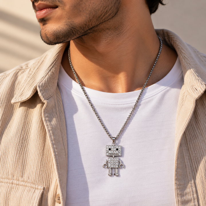 Crystal Circuit Robot Necklace