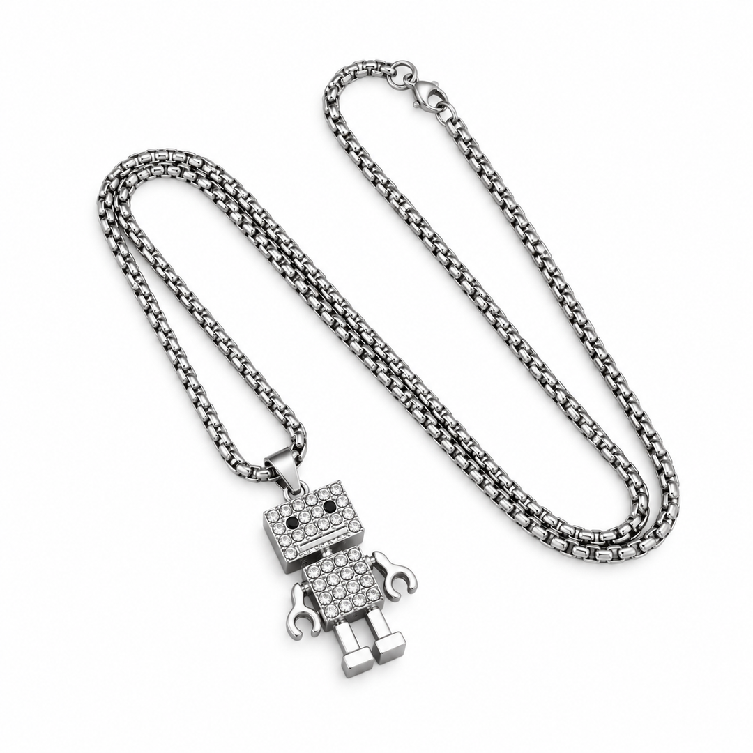 Crystal Circuit Robot Necklace