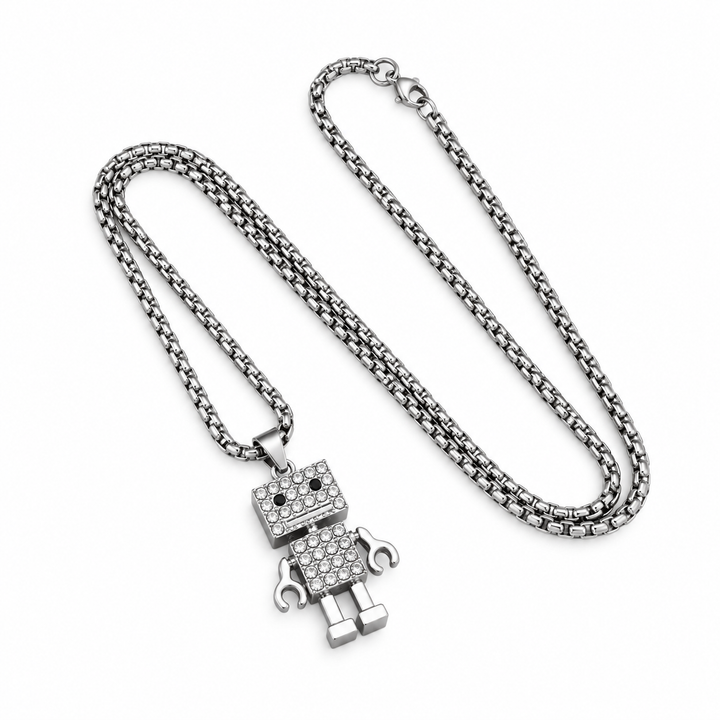 Crystal Circuit Robot Necklace