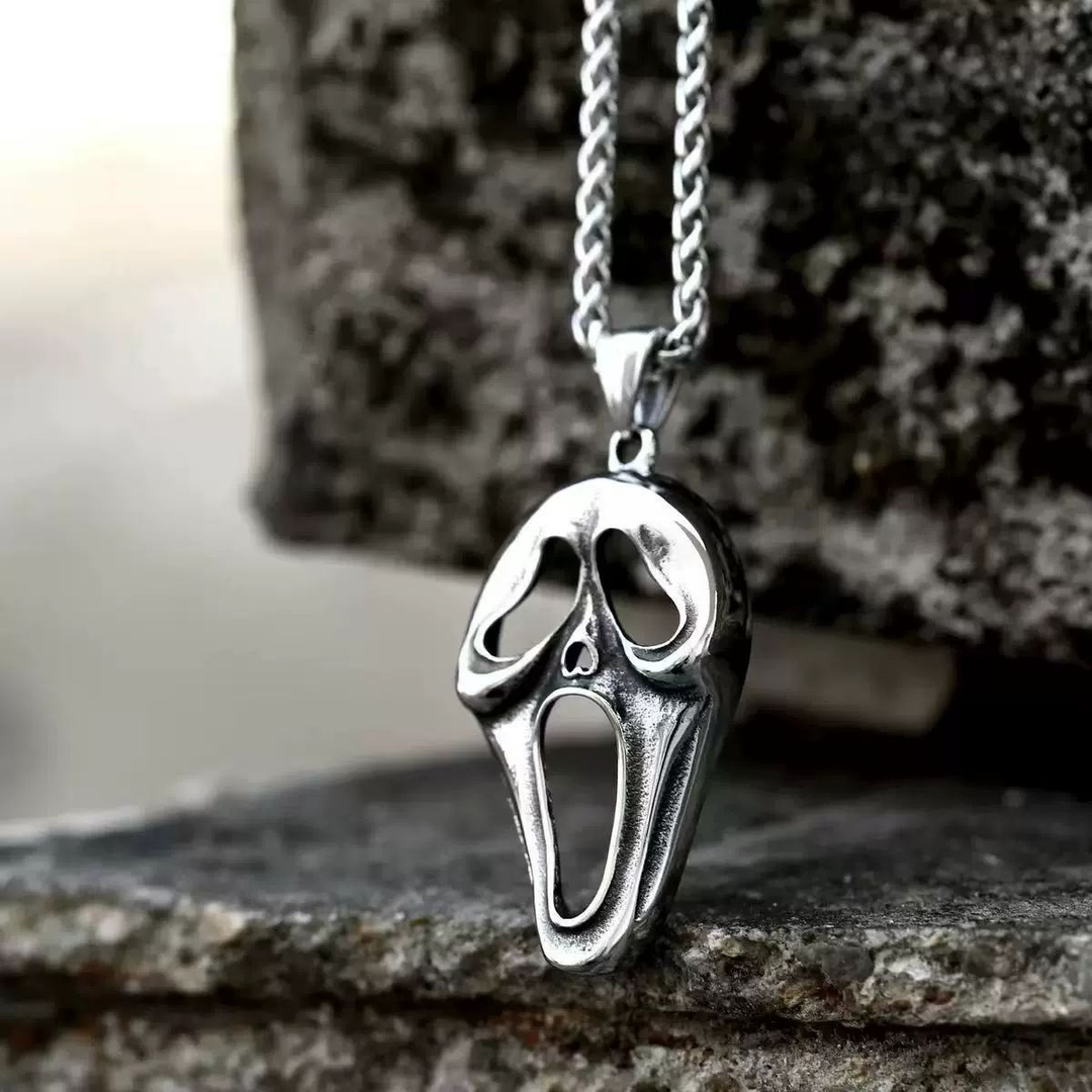 Scream Mask Silver Necklace