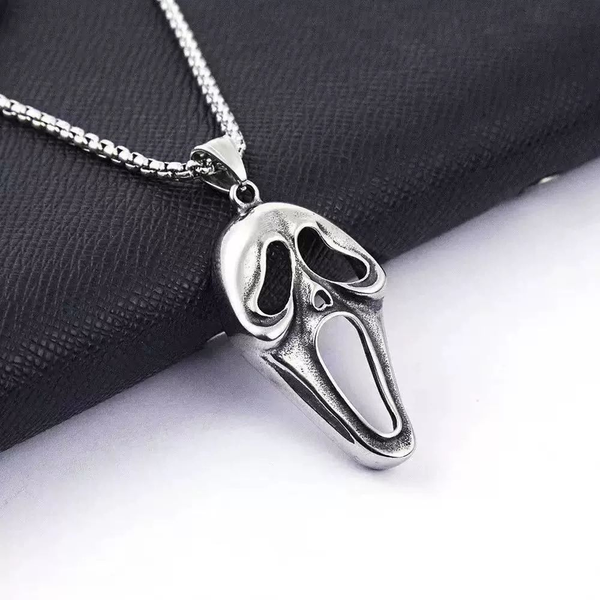 Scream Mask Silver Necklace