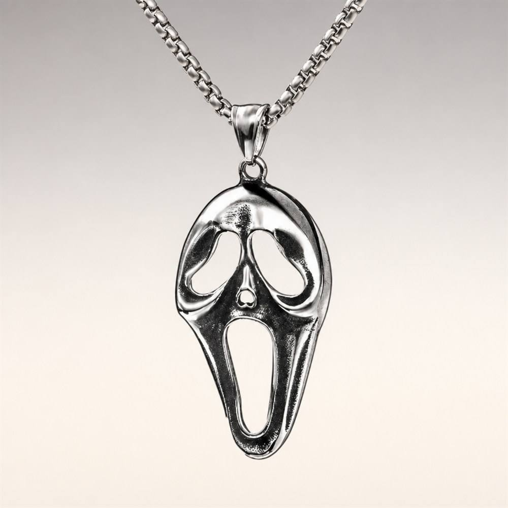 Scream Mask Silver Necklace