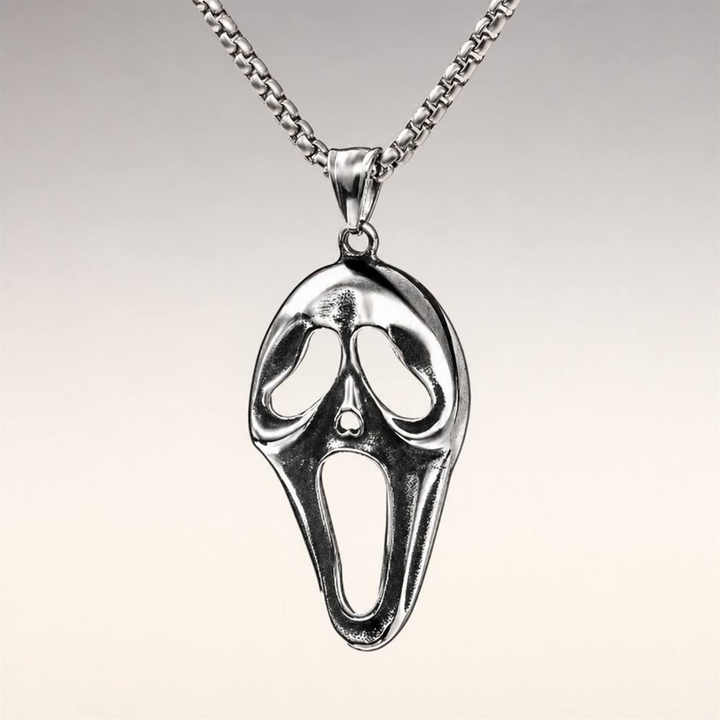 Scream Mask Silver Necklace