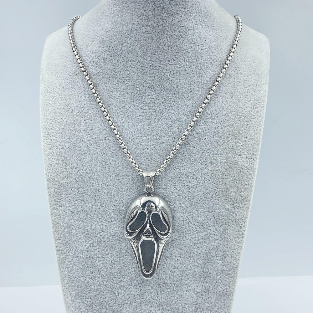 Scream Mask Silver Necklace