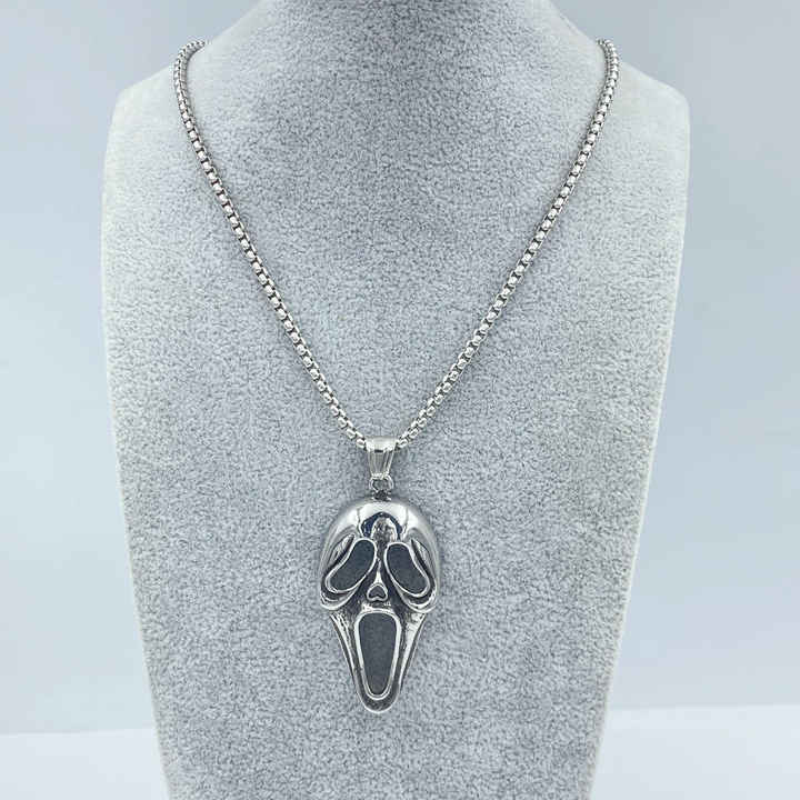 Scream Mask Silver Necklace