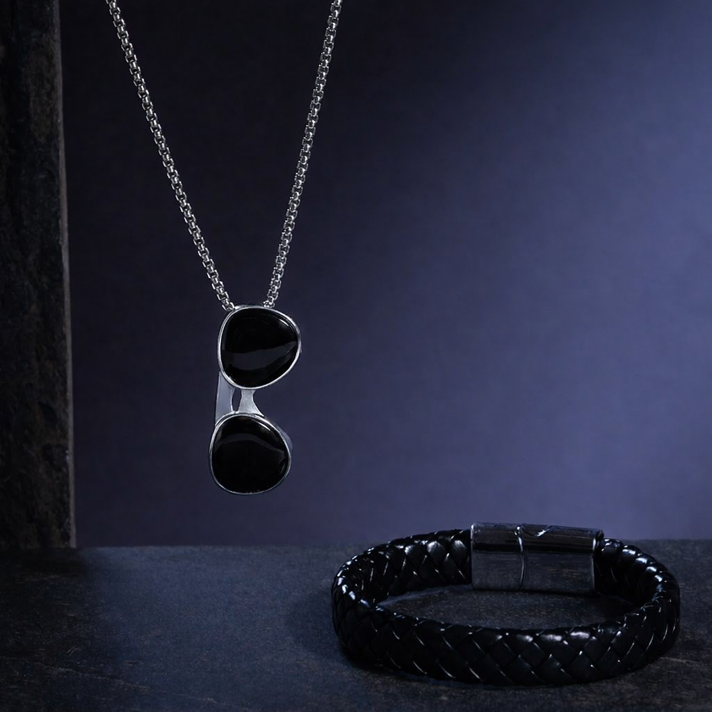 Black Sher Mens Jewellery Set