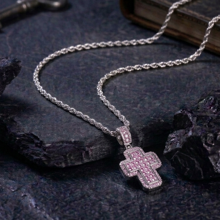 Aesthetic Pink Cross Pendant