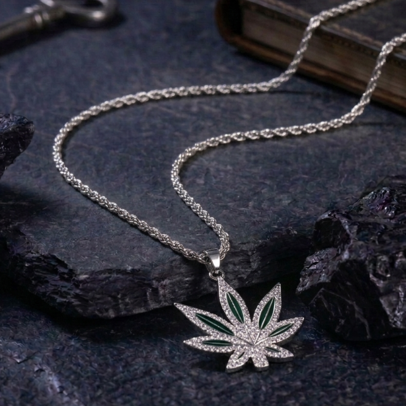 Cannabis Leaf Silver Chain