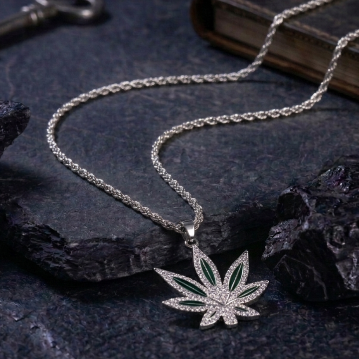 Cannabis Leaf Silver Chain